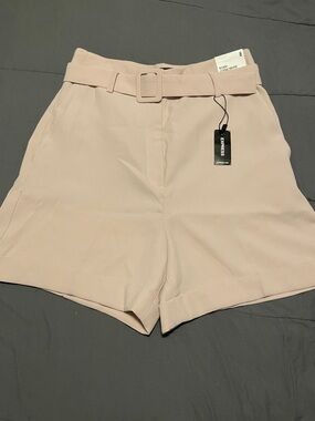 Express High-Rise Belted Blush Shorts